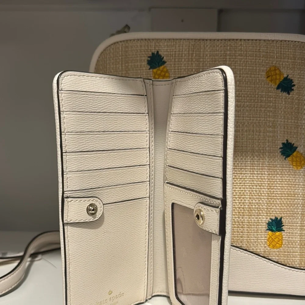 Kate Spade Beige and Yellow Pineapple Bag and Wallet